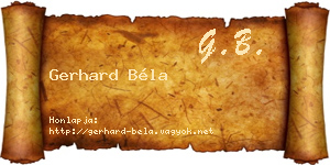 Gerhard Béla névjegykártya